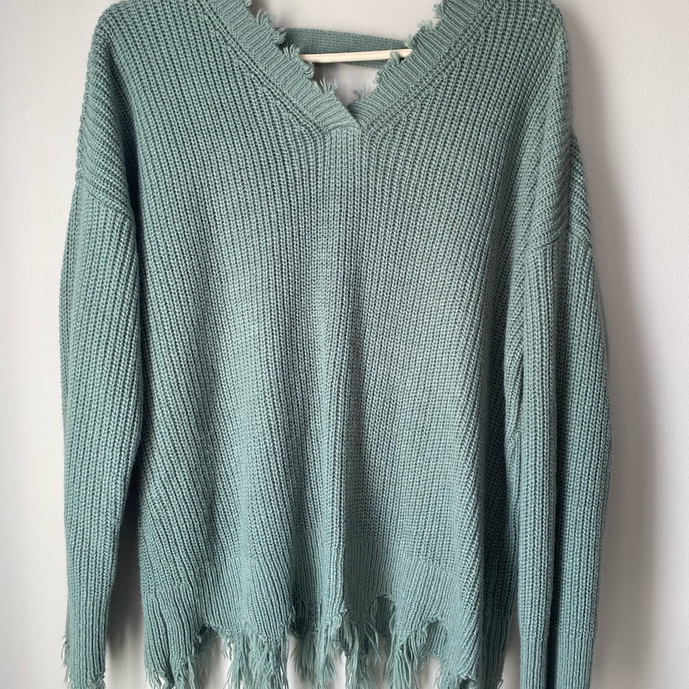Full Circle Trends Distressed Cropped Sweater.